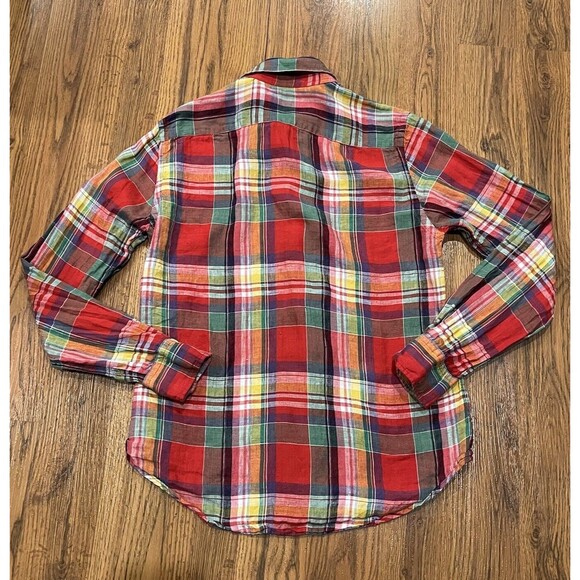 Polo Ralph Lauren Shirt Mens Medium Linen Button Up Plaid Colorful Classic Fit - Picture 6 of 6